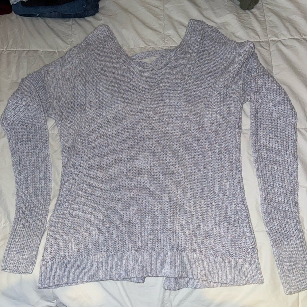Women's Gray V-Neck Sweater